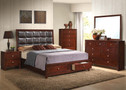 AC24590Q - Ilana Brown Bonded Leather Storage Bed With Drawers