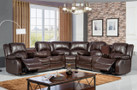 MFsf3592 Ayden Brown Leather Reclining Sectional With Cup Holder Console And Drop Down Console