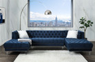 P2 57365 - Bisa Navy Blue Velvet Double Chaise Sectional