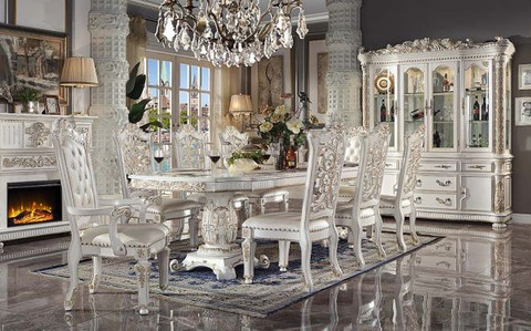 Antique Pearl White Vendera 9-Piece Dining Set P2-DN01351 - Inlind