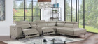 FA6457GY - Leonardo Breathable Leatherette Power Sectional With USB Chargers and Power Outlets