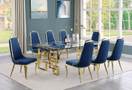 BQD224 - Orion 9 Piece Modern Glass Top Dining Set with Gold Base

