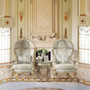 P1-01 Dario Beautiful Champagne Silver Balloon Chair Set of 2 with Golden Accents

