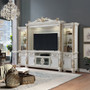 ACLV01520 - Vendera II Antique Pearl White Huge Entertainment Center With Gold Accents