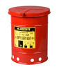 Justrite Oily Waste Can, Hand/Step Operated Cover, Red