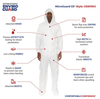 Coverall, Microporous, Clean,Hood & Boot w/ Elastic Wrist, Zipper Front