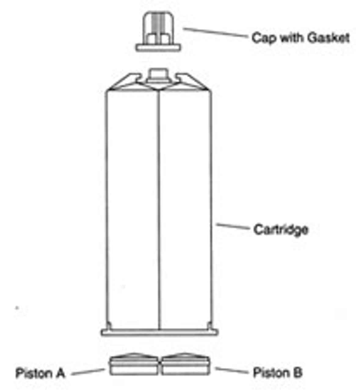 Dispensing Cartridge, Dual Barrel, 50ml with Piston and Cap