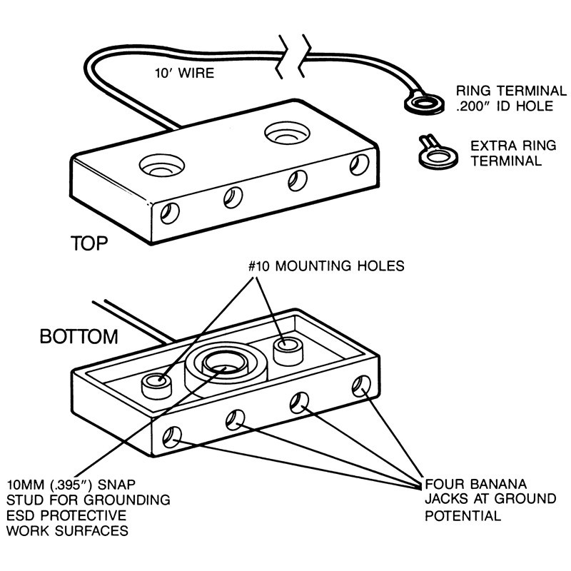 Common Point Ground, Quad, 10mm Stud, No Resistor