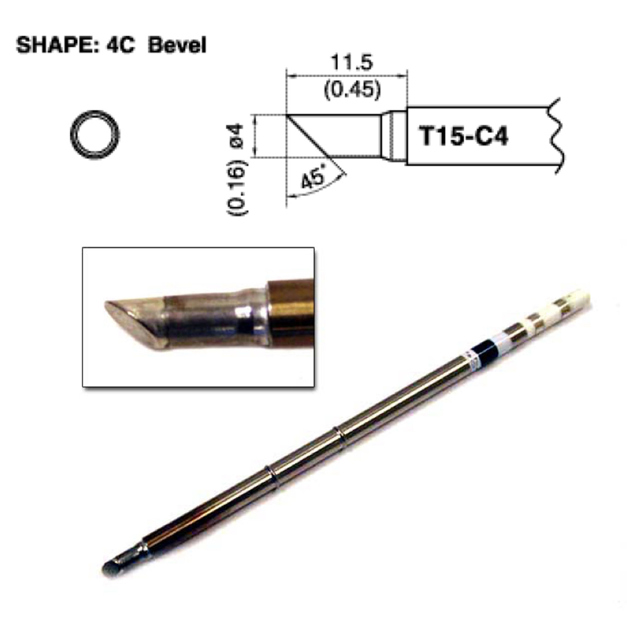 Soldering Tip, Bevel, T15-C4