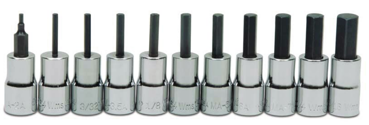 Hex Bit Sockets, 1/4" Drive, Standard, SAE