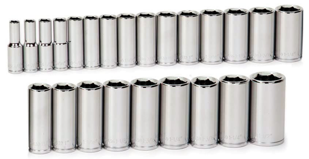 Deep Socket Sets, Metric, 1/2" Drive, 6-Point