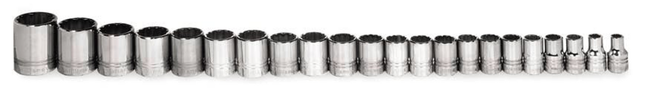 Shallow Socket Sets, Metric, 3/8" Drive, 6-Point