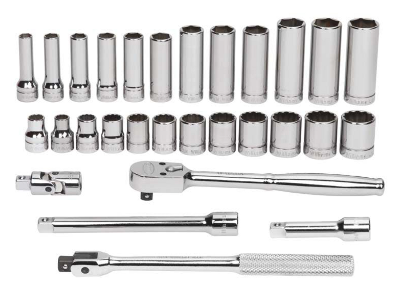 Shallow & Deep Socket & Drive Tool Set, 3/8" Drive, 6 & 12-Point, Metric, Packed Keep Safe Foam, 29 pc