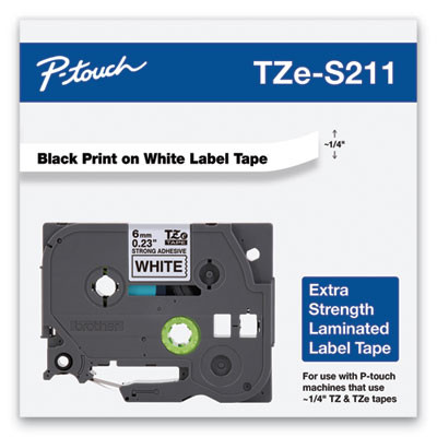 Brother P-Touch TZ Extra-Strength Adhesive Laminated Labeling Tape, Black on White