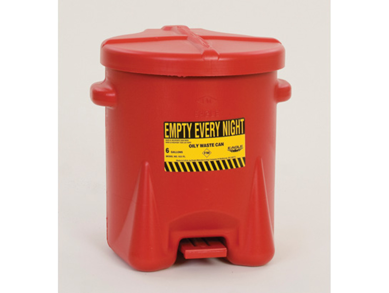 Poly Oily Waste Can, Hands-free Operation, Red