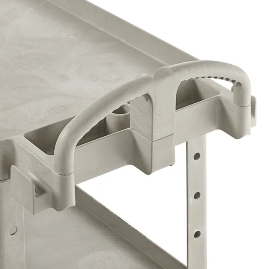 Cart, Utility, 2 Shelves w/ Extended Handle & Storage Cups