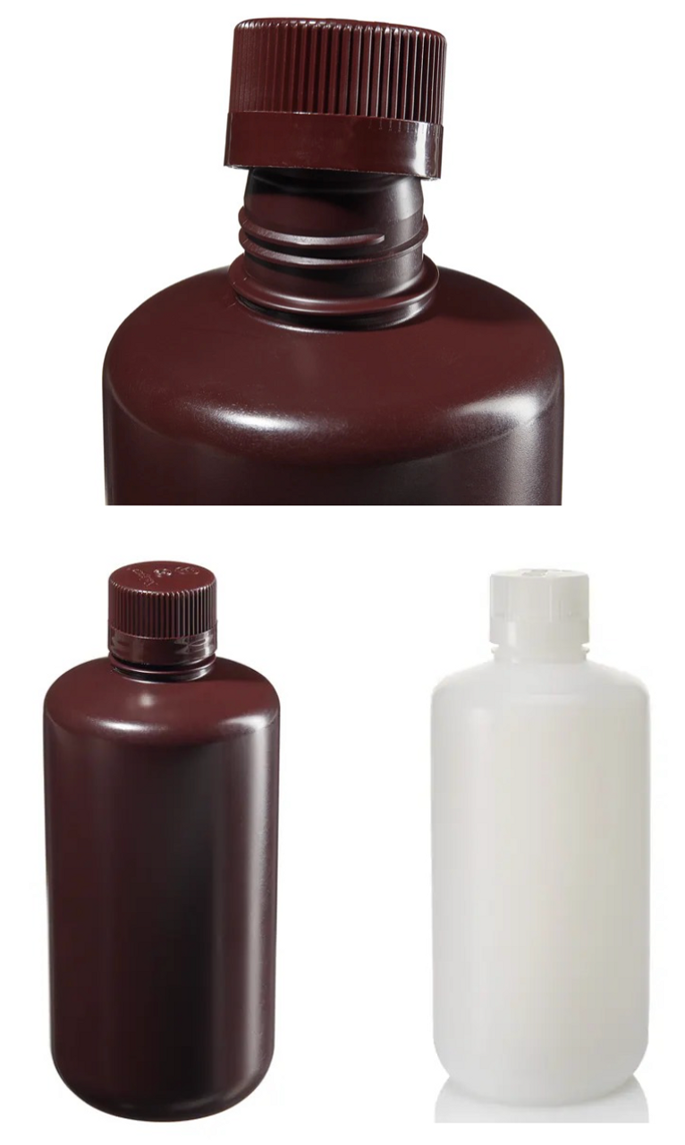 Bottle, Narrow Mouth, Natural and Amber