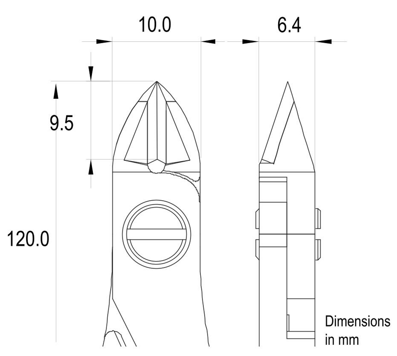 High Precision Ergo-tek Slim Tungsten Carbide Cutters - Small Oval Head, Tungsten Carbide Tips, Flush - Open Springs. OAL: 120mm - 4.72", ESD Safe