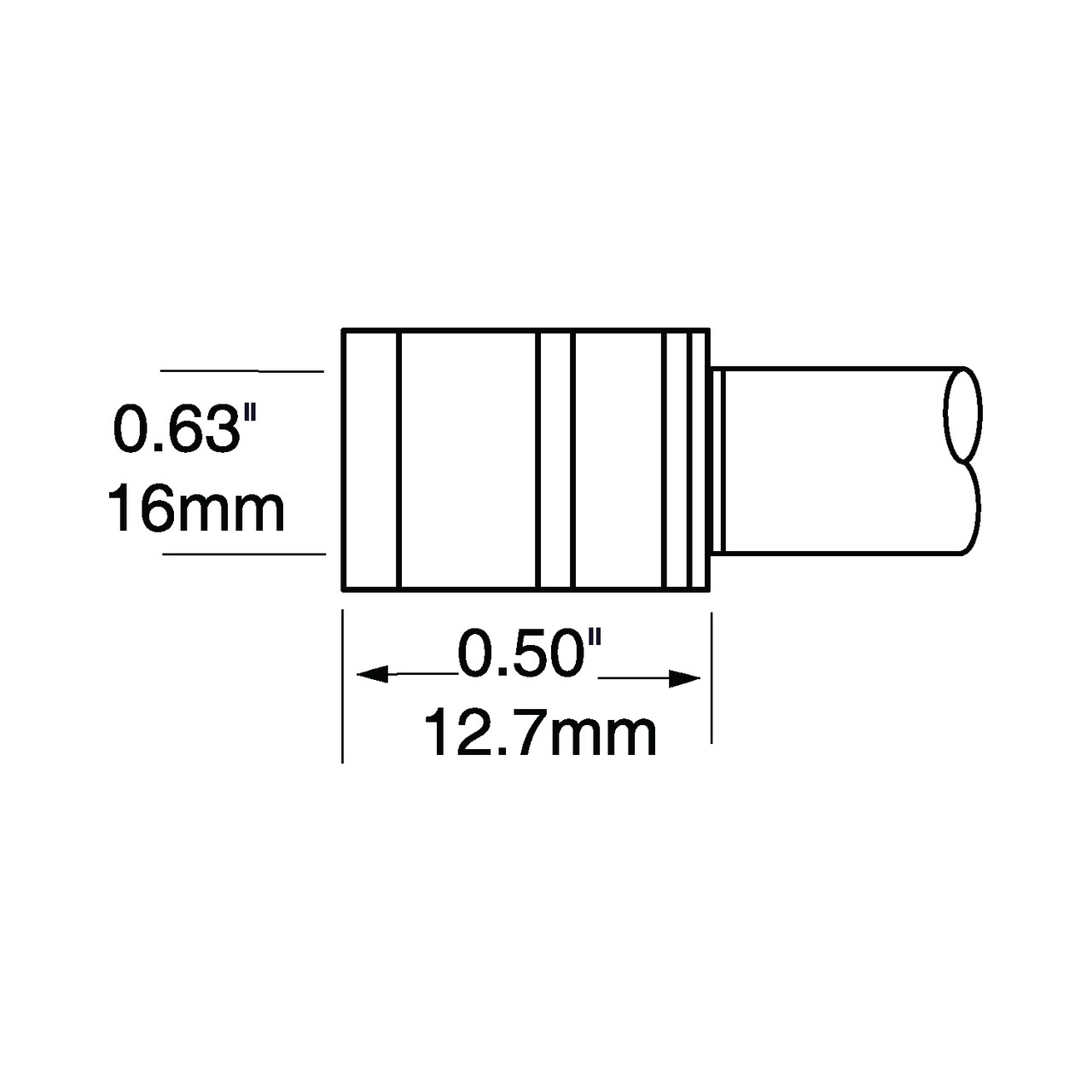 PTTC Solder Tweezer Cartridge, Blade, 15.75 mm (0.62"), 600 Series