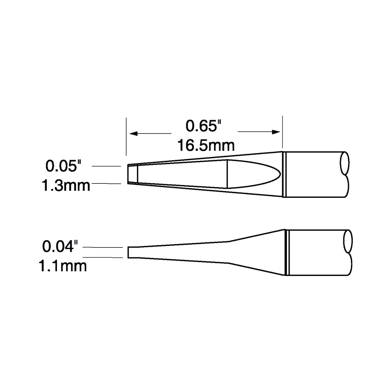 PTTC Solder Tweezer Cartridge, Blade, 1.27 mm (0.05"), 800 Series