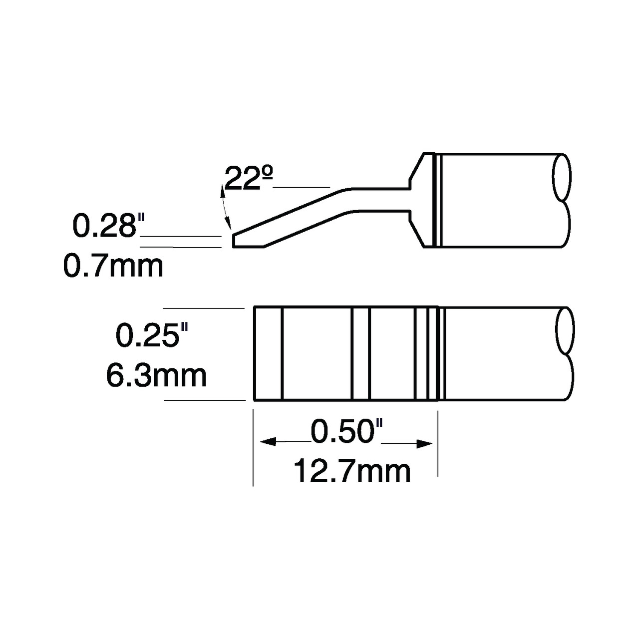 PTTC Solder Tweezer Cartridge, Blade, 6.35 mm (0.25"), 800 Series