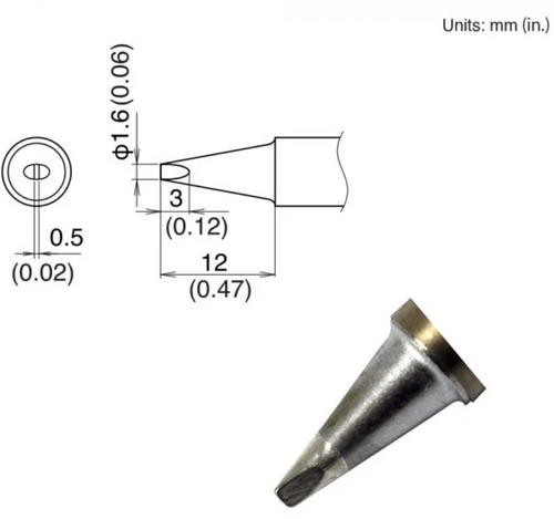 Soldering Tip, Chisel, T22-D16 Soldering Tip, Chisel, T22-D16