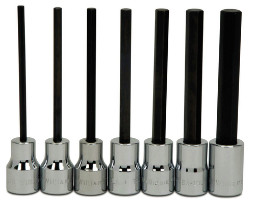 Hex Bit Sockets, 3/8" Drive, Standard, Long Hex Bit Sockets, 3/8" Drive, Standard, Long