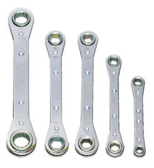 Double Head Ratcheting Box Wrench Set, Metric , 12 Point, 5 pc Double Head Ratcheting Box Wrench Set, Metric , 12 Point, 5 pc