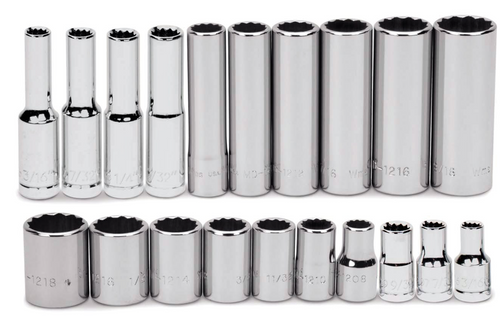 Shallow & Deep Socket & Drive Tool Set, 1/4" Drive, 12-Point, SAE, 25 pc Shallow & Deep Socket & Drive Tool Set, 1/4" Drive, 12-Point, SAE, 25 pc