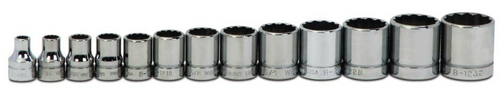 Shallow Sockets, 3/8" Drive, 12-Point SAE, 13 pc Shallow Sockets, 3/8" Drive, 12-Point SAE, 13 pc