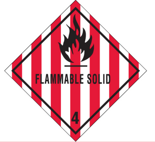 Label, Flammable Solid, 4" x 4", 500/roll Label, Flammable Solid, 4" x 4", 500/roll