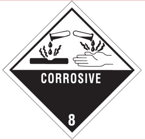 Label, Corrosive 8, 4" x 4", 500/roll Label, Corrosive 8, 4" x 4", 500/roll