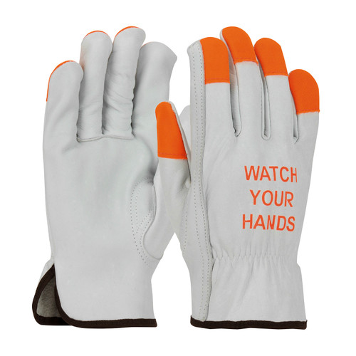 Drivers Glove, Econ Grade Cowhide Leather, Hi-Vis - Keystone Thumb, 12 pr/pk Drivers Glove, Econ Grade Cowhide Leather, Hi-Vis - Keystone Thumb, 12 pr/pk