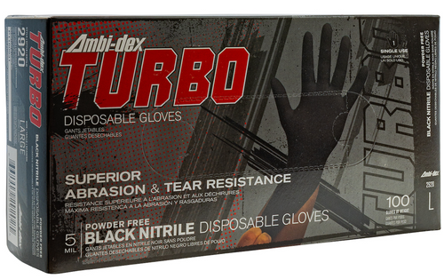 Glove, Ambi-dex® Turbo Nitrile, Black, 5 mil, 100/pk,10pk/cs Glove, Ambi-dex® Turbo Nitrile, Black, 5 mil, 100/pk,10pk/cs