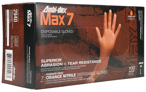 Glove, Ambi-dex® Nitrile, Orange, 7 mil, 100/pk,10pk/cs Glove, Ambi-dex® Nitrile, Orange, 7 mil, 100/pk,10pk/cs