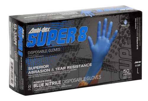 Glove, Ambi-dex® Super 8 Nitrile, Blue, 8 mil, 50/pk,10pk/cs Glove, Ambi-dex® Super 8 Nitrile, Blue, 8 mil, 50/pk,10pk/cs