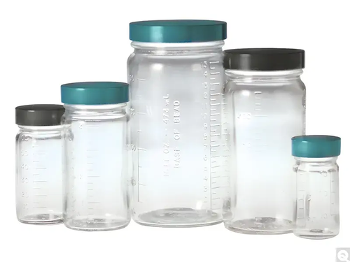 Jar, Clear Graduated Medium Round with Green Thermoset F217 & PTFE Lined Cap Attached Jar, Clear Graduated Medium Round with Green Thermoset F217 & PTFE Lined Cap Attached