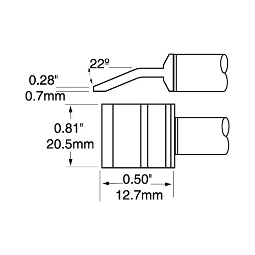 PTTC Solder Tweezer Cartridge, Blade, 20.6 mm (0.8"), 600 Series