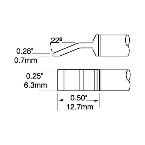 PTTC Solder Tweezer Cartridge, Blade, 6.35 mm (0.25"), 700 Series
