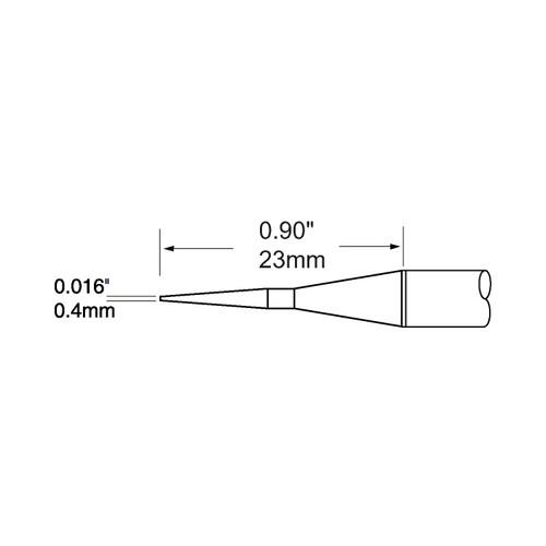 PTTC Solder Tweezer Cartridge, Conical, 0.4 mm (0.016"), 800 Series