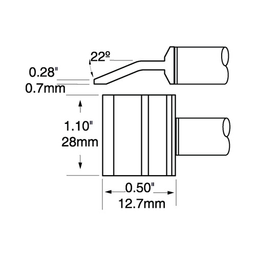 PTTC Solder Tweezer Cartridge, Blade, 28.0 mm (1.1"), 800 Series
