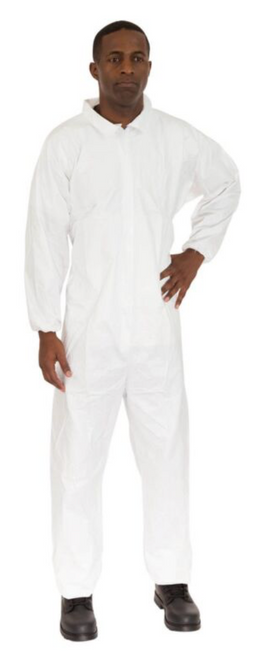 Coverall, Microporous, Clean Processed Coverall, Tunnelized Elastic Wrists, Ankles, & Back, Serged Seams, Individually Packaged