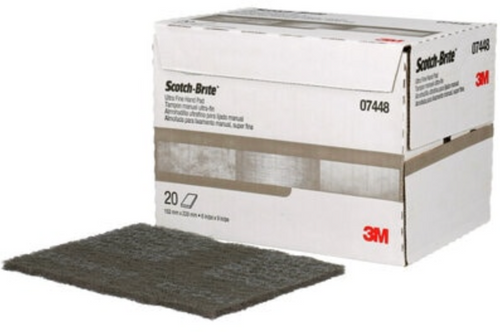 Wiper, Scotch-Brite™ Hand Pad 7448, HP-HP, SiC Ultra Fine, Gray, 9" x 6"