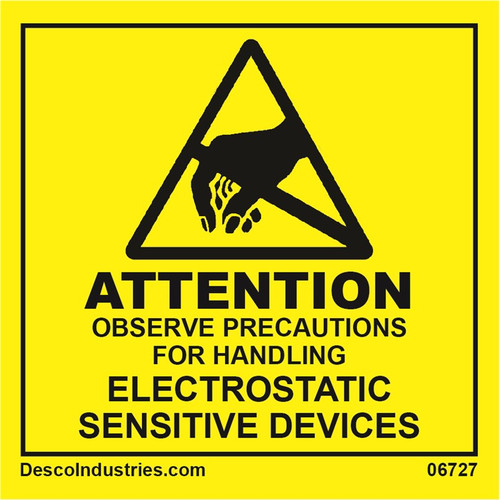 Label, Attention, MIL 129N, 2" x 2", 500/rl Label, Attention, MIL 129N, 2" x 2", 500/rl