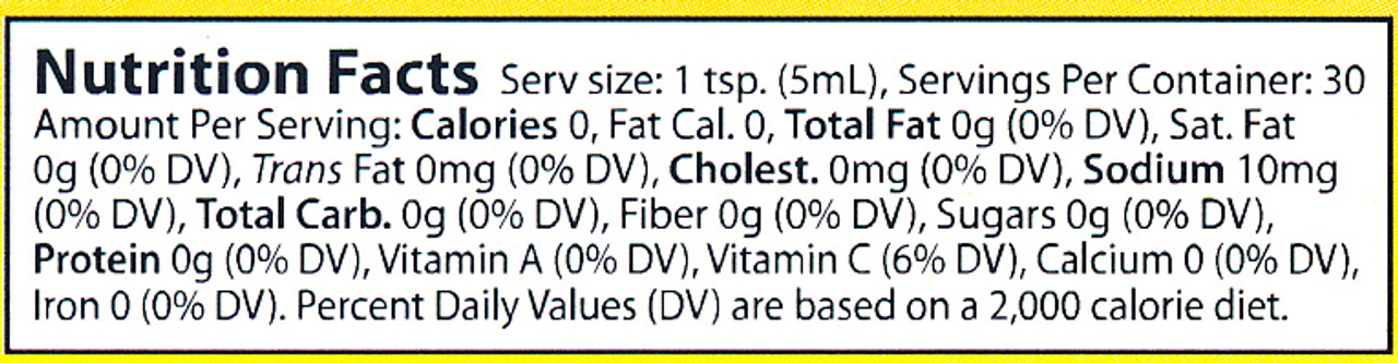 Here is our Green Sauce nutritional label.