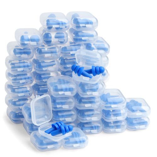 50 pairs silicone blue ear plugs in small plastic box