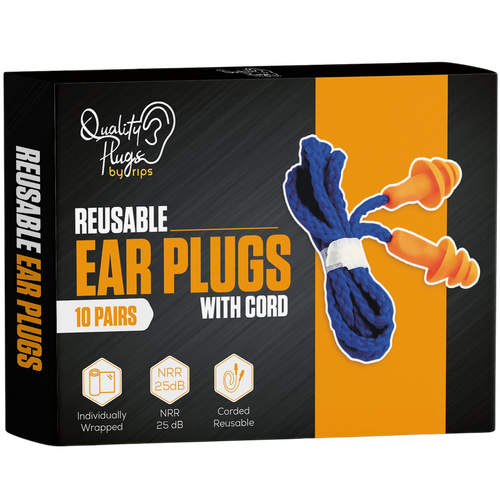 10 Pairs Soft Silicone Corded Reusable Washable Ear Plugs NRR 25dB
