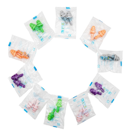 10-100 Pair Soft Ear Plugs Silicone Reusable Washable Multi-color for Kids Adults NRR 28dB