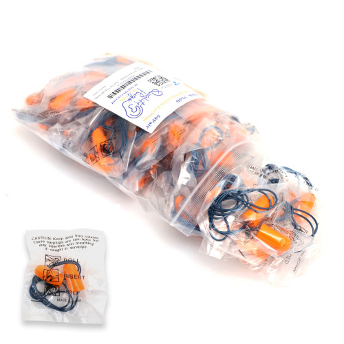 10-100 Pair Metal Detectable Foam Ear Plugs with Detectable PVC cord Individually Wrapped