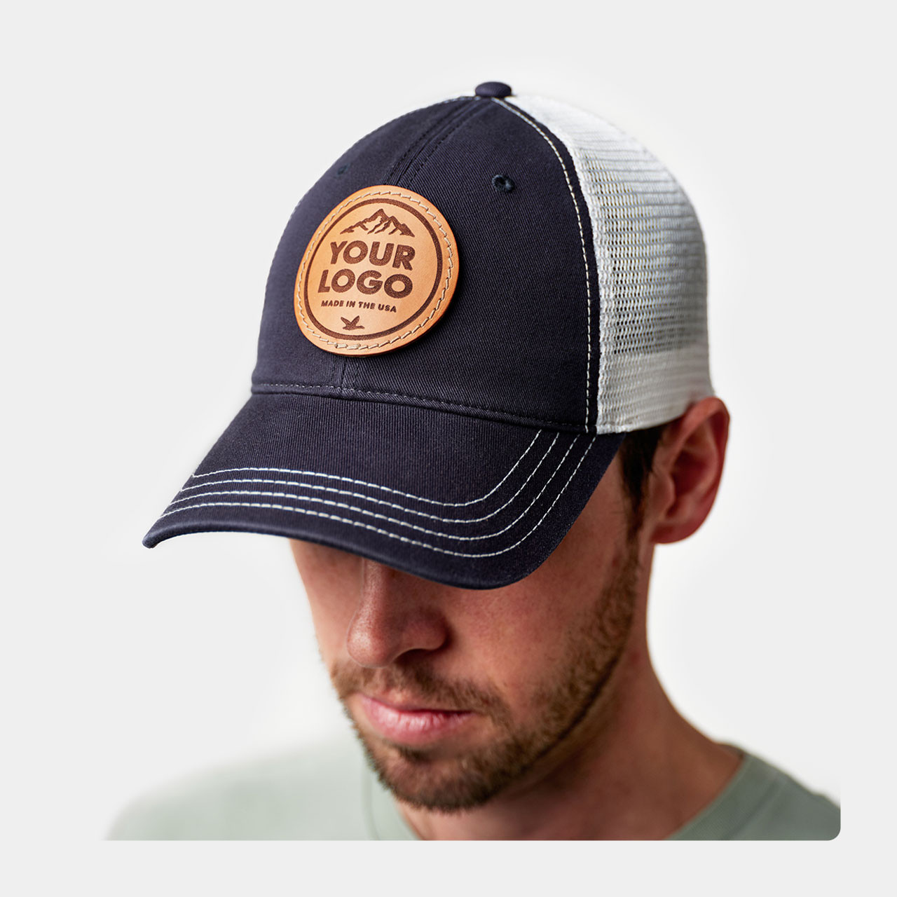 帽子 Washed 'A' Logo Hat Richardson 320 Washed Chino, Custom Leather Patch Hat - Monomoy